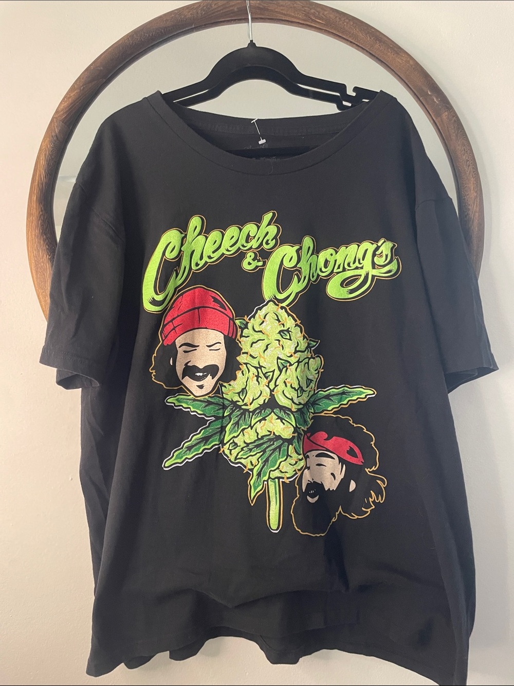 Unisex Black Graphic Tee with Neon Green Print